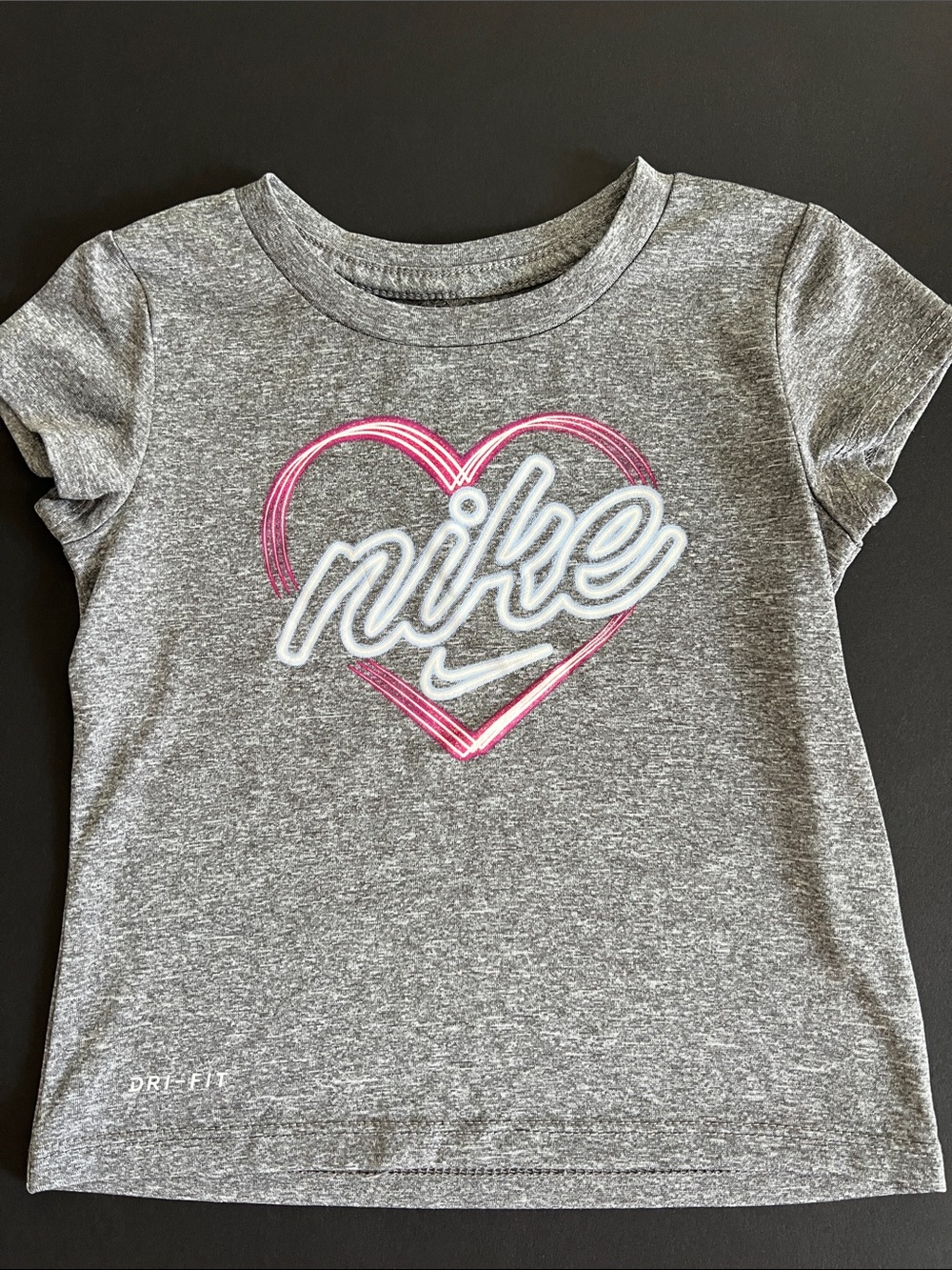 Nike Gray Heather Tee with Pink Heart Logo